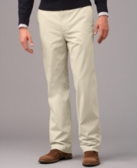 This classic flat front chino offers the timeless sophistication and style that you're looking for. This classic flat front chino offers the timeless sophistication and style that you're looking for.