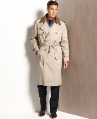 A trench coat classic enough to conjure images of foreign correspondents in Forties films: The belted and double-breasted Edmond from Lauren by Ralph Lauren, in waterproof cotton-blend twill. A trench coat classic enough to conjure images of foreign correspondents in Forties films: The belted and double-breasted Edmond from Lauren by Ralph Lauren, in waterproof cotton-blend twill.