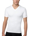 Gentlemen, expect more from your undershirt! This cotton compression v-neck tee will forever change the way you look and feel in your clothes. Made with high-quality, ring-spun cotton, this tee leaves no bulk under clothes.