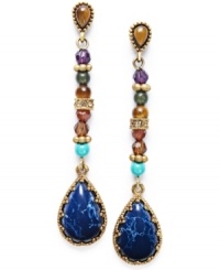 Colorful beads line-up on these beautiful drop earrings from Lauren Ralph Lauren. Set in 14k gold plated mixed metal. Approximate drop: 2-1/4 inches. Colorful beads line-up on these beautiful drop earrings from Lauren Ralph Lauren. Set in 14k gold plated mixed metal. Approximate drop: 2-1/4 inches.
