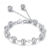 Womens .925 Sterling Silver Open Bead Bracelet Womens .925 Sterling Silver Open Bead Bracelet
