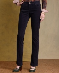 Tommy Hilfiger's slim, straight-leg pants are rendered from fine wale corduroy for preppy appeal. Pair it with a cashmere sweater for an ultra-soft ensemble on chilly days. Tommy Hilfiger's slim, straight-leg pants are rendered from fine wale corduroy for preppy appeal. Pair it with a cashmere sweater for an ultra-soft ensemble on chilly days.