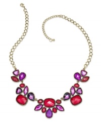 Style&co. makes a flowerful statement with this gold tone mixed metal necklace. Resin stones in shades of red and purple are in full bloom. Approximate length: 18 inches + 3-inch extender. Approximate drop: 6-1/2 inches. Style&co. makes a flowerful statement with this gold tone mixed metal necklace. Resin stones in shades of red and purple are in full bloom. Approximate length: 18 inches + 3-inch extender. Approximate drop: 6-1/2 inches.