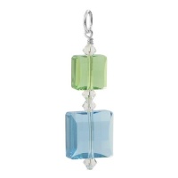 Sterling Silver Peridot and Aqua Multi Square Cut Pendant Made with Swarovski Elements Sterling Silver Peridot and Aqua Multi Square Cut Pendant Made with Swarovski Elements