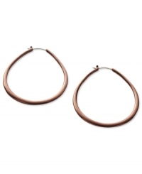 Sweet style from Fossil. Traditional hoop earrings in a teardrop design. Crafted in chocolate tone polished steel. Approximate diameter: 2-1/3 inches. Sweet style from Fossil. Traditional hoop earrings in a teardrop design. Crafted in chocolate tone polished steel. Approximate diameter: 2-1/3 inches.