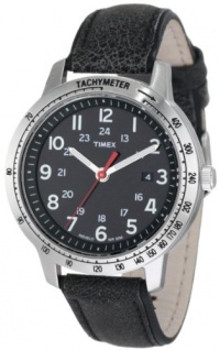 Timex Men's T2N639 Weekender Sport Black Dial Black Distressed Leather Strap Watch Timex Men's T2N639 Weekender Sport Black Dial Black Distressed Leather Strap Watch
