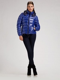 This sporty, metallic puffer style boasts a detachable hood for extra warmth.Detachable snap-front drawstring hood Front zip Flap patch pocket on arm Side slash zipper pockets Adjustable snap cuffs Fully lined Nylon Machine wash Imported This sporty, metallic puffer style boasts a detachable hood for extra warmth.Detachable snap-front drawstring hood Front zip Flap patch pocket on arm Side slash zipper pockets Adjustable snap cuffs Fully lined Nylon Machine wash Imported