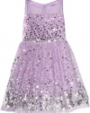 Ruby Rox Kids Girls 7-16 Sequin Illusion Dress, Lavander/Silver, 10