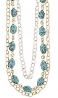 ZAD Long 3 Multi-Chain Turquoise Fashion Necklace Gold/Silver Tone ZAD Long 3 Multi-Chain Turquoise Fashion Necklace Gold/Silver Tone