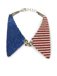 THE LOOKCollar silhouetteAmerican flag designSwarovski crystal accentsOxidized silverplated brass settingLobster claspTHE MEASUREMENTPendant width, about 3.5Pendant length, about 9.5Length, about 15ORIGINMade in USA THE LOOKCollar silhouetteAmerican flag designSwarovski crystal accentsOxidized silverplated brass settingLobster claspTHE MEASUREMENTPendant width, about 3.5Pendant length, about 9.5Length, about 15ORIGINMade in USA
