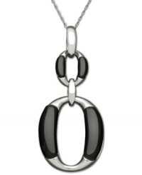 Retro chic. This vintage-inspired pendant features two tiers of cut-out ovals in sterling silver and onyx (13-1/5 ct. t.w.). Approximate length: 18 inches. Approximate drop: 1-3/4 inches.