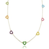 Lily Nily Children's 18k Gold Overlay Multi Colored Enamel Hearts Necklace Lily Nily Children's 18k Gold Overlay Multi Colored Enamel Hearts Necklace
