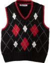 Kitestrings Boys 2-7 Toddler Argyle V-Neck Sweater Vest, Black, 2T