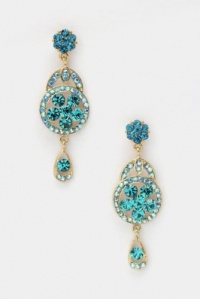 2.75 inch Small Crystal Embedded Chandelier Earrings, Aqua