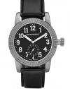 Burberry Military Illuminating Round Leather Band Sports Watch Black BU7830