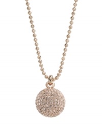 Are you ready for the dance floor? Michael Kors disco ball-inspired pendant features a Czech crystal fireball and trendy long chain set in rose gold tone mixed metal. Approximate length: 32 inches. Approximate drop: 3/4 inch. Are you ready for the dance floor? Michael Kors disco ball-inspired pendant features a Czech crystal fireball and trendy long chain set in rose gold tone mixed metal. Approximate length: 32 inches. Approximate drop: 3/4 inch.