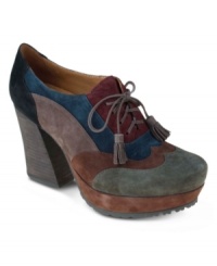 Multi-colored suede makes the Skelling platform pumps by Earthies really stand out. They're super cute and are full of comfortable details inside. Multi-colored suede makes the Skelling platform pumps by Earthies really stand out. They're super cute and are full of comfortable details inside.