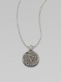 Glittering pavé: stones set in a chic disc pendant on a ball chain. Cubic zirconia and glass stonesSilvertone metalLength, about 16Pendant size, about .5Toggle closure with logo charmImported Glittering pavé: stones set in a chic disc pendant on a ball chain. Cubic zirconia and glass stonesSilvertone metalLength, about 16Pendant size, about .5Toggle closure with logo charmImported
