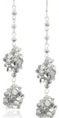 Jamie Kole Classic Sterling Silver and Swarovski Crystal Double Drop Earrings