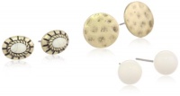 NINE WEST VINTAGE AMERICA Earth Daze Ivory Brass Ox-Tone Ivory Trio Earrings Set NINE WEST VINTAGE AMERICA Earth Daze Ivory Brass Ox-Tone Ivory Trio Earrings Set