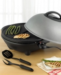 The heavyweight champion of George Foreman's outstanding line of grills, this large, versatile model can be used on a pedestal at your next outdoor BBQ or on any tabletop. As always, the raised ridges and famous sloping grate drain fat away from food for no-fuss low-fat cooking. One-year warranty. Model GGR50B. The heavyweight champion of George Foreman's outstanding line of grills, this large, versatile model can be used on a pedestal at your next outdoor BBQ or on any tabletop. As always, the raised ridges and famous sloping grate drain fat away from food for no-fuss low-fat cooking. One-year warranty. Model GGR50B.