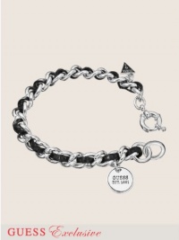 GUESS Small Silver-Tone and Faux-Leather Chain, SILVER GUESS Small Silver-Tone and Faux-Leather Chain, SILVER