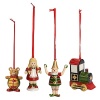 In shades of red, green and gold, these retro toy ornaments will brighten your holiday tree.