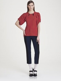 Sculptural puffed sleeves and small wool insets at the neckline elevate this artfully tailored style.Jewel necklineShort puffed sleevesWool insetsBack zip51% acetate/49% viscoseDry cleanMade in Italy of imported fabricModel shown is 5'11 (180cm) wearing US size 4. Sculptural puffed sleeves and small wool insets at the neckline elevate this artfully tailored style.Jewel necklineShort puffed sleevesWool insetsBack zip51% acetate/49% viscoseDry cleanMade in Italy of imported fabricModel shown is 5'11 (180cm) wearing US size 4.
