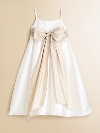 The prettiest new dress in her closet, designed with a silky-smooth touch and a sweet taffeta sash at the waist. Empire waist with sash detailHidden back zipperFully linedPolyesterHand washImported The prettiest new dress in her closet, designed with a silky-smooth touch and a sweet taffeta sash at the waist. Empire waist with sash detailHidden back zipperFully linedPolyesterHand washImported