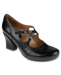 Crisscross style. Cute little straps make their way across the vamp of the Essex pumps by Earthies, adding style to this uber comfy shoe. Crisscross style. Cute little straps make their way across the vamp of the Essex pumps by Earthies, adding style to this uber comfy shoe.