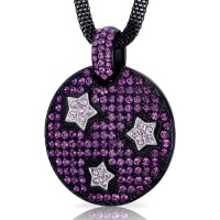 Twinkling Super Star Amethyst and Pink Swarovski Crystal Circle Pendant Necklace Twinkling Super Star Amethyst and Pink Swarovski Crystal Circle Pendant Necklace