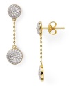 Timeless allure comes calling with this pair of Crislu stud earrings, which feature delicate micro pave cubic zirconia, finished in pure 18K gold.