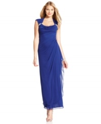 Jeweled straps and a captivating back cutout give this petite Xscape dress style that's both sophisticated and flirty. Jeweled straps and a captivating back cutout give this petite Xscape dress style that's both sophisticated and flirty.
