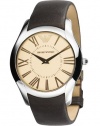 Emporio Armani Gents Stainless Steel Watch with Brown Leather Strap