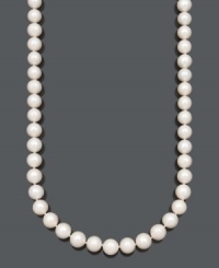 Add a long layer of sophistication to any ensemble. This Belle de Mer necklace features beautiful A+ cultured freshwater pearls (11-13 mm) and a 14k gold clasp. Approximate length: 30 inches. Add a long layer of sophistication to any ensemble. This Belle de Mer necklace features beautiful A+ cultured freshwater pearls (11-13 mm) and a 14k gold clasp. Approximate length: 30 inches.