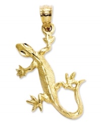 Cold-blooded and chic! This cute, diamond-cut lizard charm makes a lively addition to any charm bracelet or necklace. Crafted in 14k gold. Chain not included. Approximate length: 9/10 inch. Approximate width: 7/10 inch. Cold-blooded and chic! This cute, diamond-cut lizard charm makes a lively addition to any charm bracelet or necklace. Crafted in 14k gold. Chain not included. Approximate length: 9/10 inch. Approximate width: 7/10 inch.