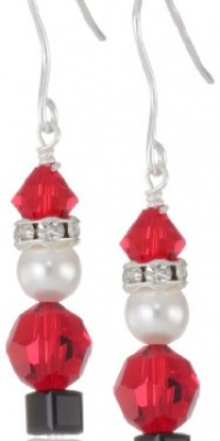 Sterling Silver Genuine Swarovski Crystallized Elements Santa French Wire Earrings Sterling Silver Genuine Swarovski Crystallized Elements Santa French Wire Earrings