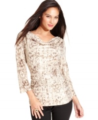 Snakeskin print - the pattern of the season - gets a subtle makeover from Style&co. The cowl neckline and soft draping makes this petite top ideal for everyday wear. Snakeskin print - the pattern of the season - gets a subtle makeover from Style&co. The cowl neckline and soft draping makes this petite top ideal for everyday wear.