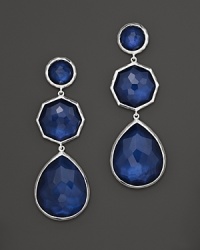 Triple drop sterling silver earrings with faceted doublets of mother-of-pearl and clear quartz. From Ippolita's Midnight Wonderland collection. Triple drop sterling silver earrings with faceted doublets of mother-of-pearl and clear quartz. From Ippolita's Midnight Wonderland collection.