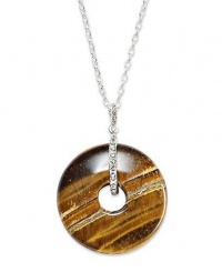 Ralph Lauren Necklace, Silver-Tone Tiger's Eye Pendant