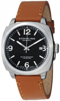 Stuhrling Original Men's 451.3315K1SET Leisure Eagle Square Swiss Quartz Date Leather Strap Set Watch