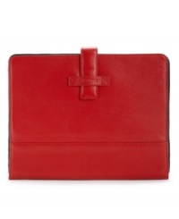 Style and technology meet at last. This sleek iPad case by Bodhi is created of reinforced Italian leather to protect both interior and exterior of tablet. Easily transforms into a horizontal stand for hands-free viewing and allows easy access to all buttons, controls and ports. Compatible with both iPad2 and the new iPad! Style and technology meet at last. This sleek iPad case by Bodhi is created of reinforced Italian leather to protect both interior and exterior of tablet. Easily transforms into a horizontal stand for hands-free viewing and allows easy access to all buttons, controls and ports. Compatible with both iPad2 and the new iPad!