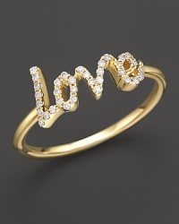 A slim, elegant 14K yellow gold ring set with faceted diamonds. By Meira T. A slim, elegant 14K yellow gold ring set with faceted diamonds. By Meira T.