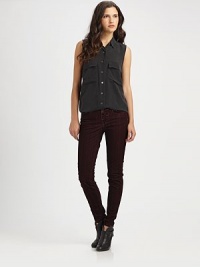 Ultra-soft velvet finish and a herringbone-inspired pattern renew these stretchy skinnies. THE FITRise, about 8Inseam, about 30THE DETAILSZip flyFour-pocket style92% cotton/7% polyester/1% spandexMachine washMade in USA of imported fabricModel shown is 5'10 (177cm) wearing US size 4. Ultra-soft velvet finish and a herringbone-inspired pattern renew these stretchy skinnies. THE FITRise, about 8Inseam, about 30THE DETAILSZip flyFour-pocket style92% cotton/7% polyester/1% spandexMachine washMade in USA of imported fabricModel shown is 5'10 (177cm) wearing US size 4.