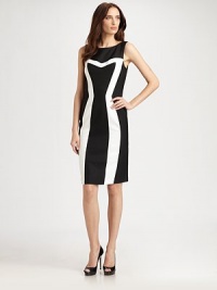 Graphic, figure-flattering stripes decorate the body of this sleek shift.Jewel necklineSleevelessPanel constructionConcealed back zipFully linedAbout 25 from natural waistPolyesterDry cleanMade in USA of imported fabricModel shown is 5'10½ (179cm) wearing US size 4.OUR FIT MODEL RECOMMENDS ordering true size. Graphic, figure-flattering stripes decorate the body of this sleek shift.Jewel necklineSleevelessPanel constructionConcealed back zipFully linedAbout 25 from natural waistPolyesterDry cleanMade in USA of imported fabricModel shown is 5'10½ (179cm) wearing US size 4.OUR FIT MODEL RECOMMENDS ordering true size.