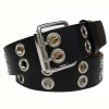 Black 2 Row Large Grommet Leather Belt