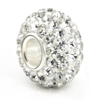 Swaroski White Crystal Ball Bead Sterling Silver Charm Fits Pandora Chamilia Biagi Trollbeads European Bracelet Swaroski White Crystal Ball Bead Sterling Silver Charm Fits Pandora Chamilia Biagi Trollbeads European Bracelet