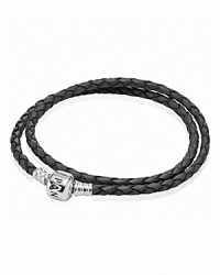 Charms and clips shine against PANDORA's leather double wrap bracelet. A sterling silver signature clasp lends an added touch of luxe. Charms and clips shine against PANDORA's leather double wrap bracelet. A sterling silver signature clasp lends an added touch of luxe.