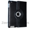 New Black 360 Degrees Rotating Leather Case Smart Cover with Stand and Sleep/Wake Function for Apple iPad 3,Built-in Magnet(Free Screen Protector and Free LCD Screen Cloth)