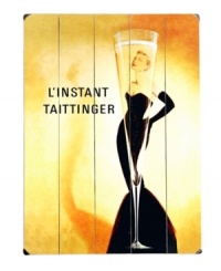 Grace Kelly stands behind Taittinger Champagne. This extraordinary pair, pictured on a handsome wooden sign with vintage styling, brings one-of-a-kind elegance to dining areas. Grace Kelly stands behind Taittinger Champagne. This extraordinary pair, pictured on a handsome wooden sign with vintage styling, brings one-of-a-kind elegance to dining areas.